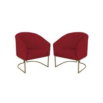 kit 2 Poltronas Decorativa Luana Base Ferro Dourada Suede - Twdecora