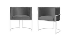 Kit 2 Poltronas Decorativa Luana Linho Cinza Base Branca Ms Decor