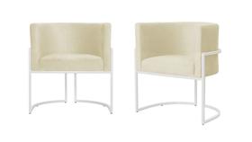 Kit 2 Poltronas Decorativa Luana Suede Marfim Base Branca Ms Decor Kit 2 Poltronas Decorativa Luana Suede Marfim Base Branca Ms Decor