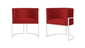 Kit 2 Poltronas Decorativa Luana Suede Vermelho Base Branca Ms Decor Kit 2 Poltronas Decorativa Luana Suede Vermelho Base Branca Ms Decor