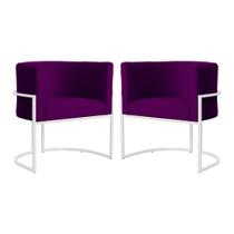 Kit 2 Poltronas Decorativa Luana Veludo Roxo Base Branca Mz Decor Kit 2 Poltronas Decorativa Luana Veludo Roxo Base Branca Mz Decor