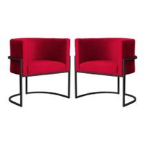 Kit 2 Poltronas Decorativa Luana Veludo Vermelho Base Preta Mz Decor Kit 2 Poltronas Decorativa Luana Veludo Vermelho Base Preta Mz Decor