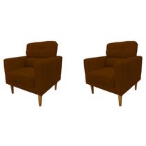 Kit 2 Poltronas Decorativa Luna Sala de Estar Veludo Marrom Kimi Design