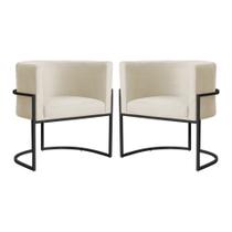 Kit 2 Poltronas Decorativa Luna Veludo Base Preta Luxo