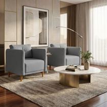 Kit 2 Poltronas Decorativa Luxo Para Sala Consultório Escritório Recepção Aviv Tecido Linho Premium Kit 2 Poltronas Decorativa Luxo Para Sala Consultório Escritório Recepção Aviv Tecido Linho Premium