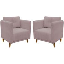 kit 2 Poltronas Decorativa Luxo Para Sala Recepção Consultório Escritório Aviv Linho Premium