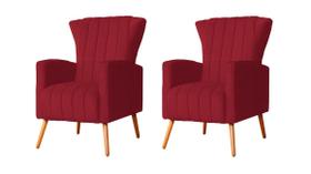 Kit 2 Poltronas Decorativa Melinda Suede Vermelho Pés Madeira Ms Decor Kit 2 Poltronas Decorativa Melinda Suede Vermelho Pés Madeira Ms Decor