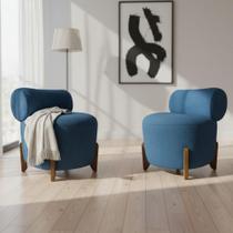Kit 2 Poltronas Decorativa Mônaco Bouclé Azul Marinho Kit 2 Poltronas Decorativa Mônaco Bouclé Azul Marinho