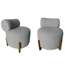 Kit 2 Poltronas Decorativa Mônaco Bouclé Cinza Claro Kit 2 Poltronas Decorativa Mônaco Bouclé Cinza Claro