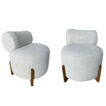 Kit 2 Poltronas Decorativa Mônaco Linho Bege Kit 2 Poltronas Decorativa Mônaco Linho Bege