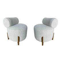 Kit 2 Poltronas Decorativa Mônaco Linho Bege Kit 2 Poltronas Decorativa Mônaco Linho Bege