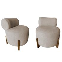 Kit 2 Poltronas Decorativa Mônaco Suede Bege Kit 2 Poltronas Decorativa Mônaco Suede Bege