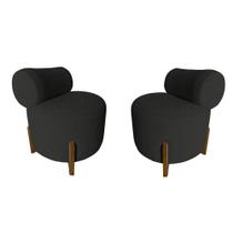 Kit 2 Poltronas Decorativa Mônaco Suede Preto