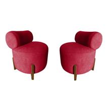 Kit 2 Poltronas Decorativa Mônaco Suede Vermelho