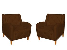 Kit 2 Poltronas Decorativa Munique Couro Marrom Pés Madeira Mz Decor Kit 2 Poltronas Decorativa Munique Couro Marrom Pés Madeira Mz Decor