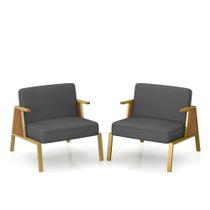 Kit 2 Poltronas Decorativa Newark Dourado/cinamomo/suede Cinza - M.a Kit 2 Poltronas Decorativa Newark Dourado/cinamomo/suede Cinza - M.a