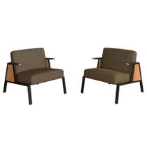 Kit 2 Poltronas Decorativa Newark Preto/cinamo/capuccin - M. Arapongas