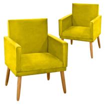 Kit 2 Poltronas Decorativa Nina CR suede amarelo para sala