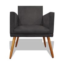 Kit 2 Poltronas Decorativa Nina Recepção Sala de Estar Suede Pés Palitos Grafite Ec Móveis Kit 2 Poltronas Decorativa Nina Recepção Sala de Estar Suede Pés Palitos Grafite Ec Móveis