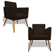 Kit 2 Poltronas Decorativa Nina Recepção Sala de Estar Suede Pés Palitos Marrom Ec Móveis Kit 2 Poltronas Decorativa Nina Recepção Sala de Estar Suede Pés Palitos Marrom Ec Móveis