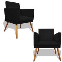Kit 2 Poltronas Decorativa Nina Recepção Sala de Estar Suede Pés Palitos Preto Ec Móveis Kit 2 Poltronas Decorativa Nina Recepção Sala de Estar Suede Pés Palitos Preto Ec Móveis