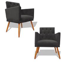 Kit 2 Poltronas Decorativa Nina Retro Recepção Sala de Estar Suede Pés Palitos Grafite Ec Móveis Kit 2 Poltronas Decorativa Nina Retro Recepção Sala de Estar Suede Pés Palitos Grafite Ec Móveis