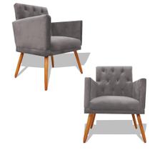 Kit 2 Poltronas Decorativa Nina Retro Recepção Sala de Estar Suede Pés Palitos Prata Ec Móveis