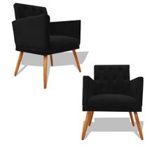 Kit 2 Poltronas Decorativa Nina Retro Recepção Sala de Estar Suede Pés Palitos Preto Ec Móveis Kit 2 Poltronas Decorativa Nina Retro Recepção Sala de Estar Suede Pés Palitos Preto Ec Móveis