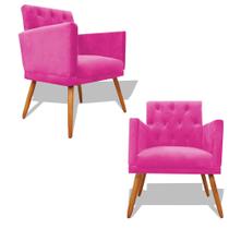 Kit 2 Poltronas Decorativa Nina Retro Recepção Sala de Estar Suede Pés Palitos Rosa Pink Ec Móveis Kit 2 Poltronas Decorativa Nina Retro Recepção Sala de Estar Suede Pés Palitos Rosa Pink Ec Móveis