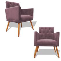 Kit 2 Poltronas Decorativa Nina Retro Recepção Sala de Estar Suede Pés Palitos Rosê Ec Móveis