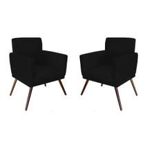 Kit 2 Poltronas Decorativa Nina Rodapé Suede Preto - DS Móveis Kit 2 Poltronas Decorativa Nina Rodapé Suede Preto - DS Móveis