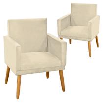 Kit 2 Poltronas Decorativa Nina Suede Bege com Rodapé-Maitê Moda Casa Kit 2 Poltronas Decorativa Nina Suede Bege com Rodapé-Maitê Moda Casa