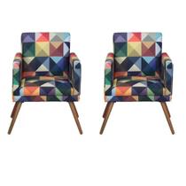 Kit 2 Poltronas Decorativa Nina Suede Triângulo Colorido Rodapé Kit 2 Poltronas Decorativa Nina Suede Triângulo Colorido Rodapé
