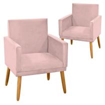 Kit 2 Poltronas Decorativa NinaCR suede rose para escritório