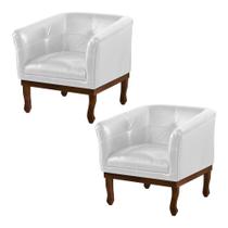 Kit 2 Poltronas Decorativa Noah Couro Branco - Gran Belo Kit 2 Poltronas Decorativa Noah Couro Branco - Gran Belo