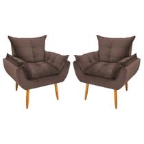Kit 2 Poltronas Decorativa Opala Pés Palito Veludo Marrom Chamby Móveis Kit 2 Poltronas Decorativa Opala Pés Palito Veludo Marrom Chamby Móveis