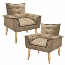 Kit 2 Poltronas Decorativa Opala Retrô Suede Cappuccino para Sala de Estar Luxo Escritório Quarto Kit 2 Poltronas Decorativa Opala Retrô Suede Cappuccino para Sala de Estar Luxo Escritório Quarto