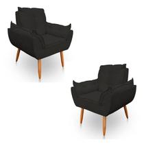 Kit 2 Poltronas Decorativa Opala Sala de Estar Tecido Suede Preto Cakes Decor Kit 2 Poltronas Decorativa Opala Sala de Estar Tecido Suede Preto Cakes Decor