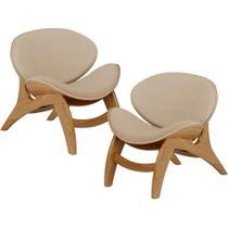 Kit 2 Poltronas Decorativa Orgânica Sala Living Kadosh L02 Linho Bege Escuro - Lyam Decor