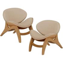 Kit 2 Poltronas Decorativa Orgânica Sala Living Kadosh L02 Linho Bege Escuro - Lyam Decor