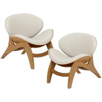 Kit 2 Poltronas Decorativa Orgânica Sala Living Kadosh L02 Linho Champagne - Lyam Decor