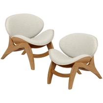 Kit 2 Poltronas Decorativa Orgânica Sala Living Kadosh L02 Linho Champagne - Lyam Decor