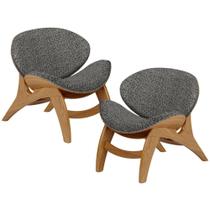 Kit 2 Poltronas Decorativa Orgânica Sala Living Kadosh L02 Linho Mescla Chumbo - Lyam Decor Kit 2 Poltronas Decorativa Orgânica Sala Living Kadosh L02 Linho Mescla Chumbo - Lyam Decor