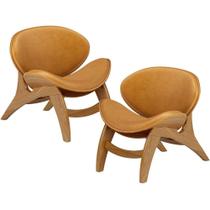 Kit 2 Poltronas Decorativa Orgânica Sala Living Kadosh L02 material sintético Whisky