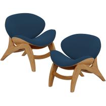 Kit 2 Poltronas Decorativa Orgânica Sala Living Kadosh L02 Suede Azul Marinho - Lyam Decor Kit 2 Poltronas Decorativa Orgânica Sala Living Kadosh L02 Suede Azul Marinho - Lyam Decor