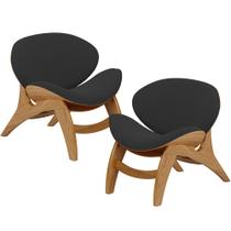 Kit 2 Poltronas Decorativa Orgânica Sala Living Kadosh L02 Suede Preto - Lyam Decor Kit 2 Poltronas Decorativa Orgânica Sala Living Kadosh L02 Suede Preto - Lyam Decor