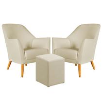 Kit 2 Poltronas Decorativa Orion com Puff Izar Sued Bege Aradecor Kit 2 Poltronas Decorativa Orion com Puff Izar Sued Bege Aradecor