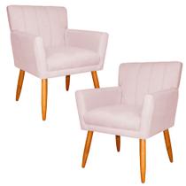 Kit 2 Poltronas Decorativa para Sala de Estar Cecília Suede Rosa Claro - Montanaris Decor
