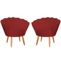 Kit 2 Poltronas Decorativa para Sala de Estar Charm Suede Vermelho - Montanaris Decor