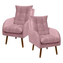 Kit 2 Poltronas Decorativa para Sala de Estar e Recepção Vanessa Veludo - SOFA STORE